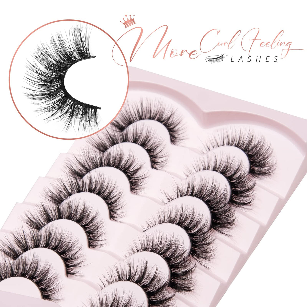 Onlyall Lashes Mink False Eyelashes Natural Wispy Lashes Soft Faux Mink Lashes Fluffy False Lashes 16MM A04 Onlyall