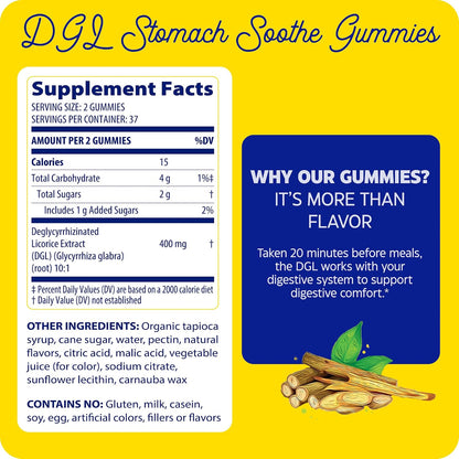 Enzymedica DGL Supplement for Men & Women - DGL Deglycyrrhizinated Licorice Gummies for Digestive Support & Gut Health, Soothes Stomach & Occasional Heartburn, Gluten Free, Vegan, Chocolate - 74 Count Gsupps Australia