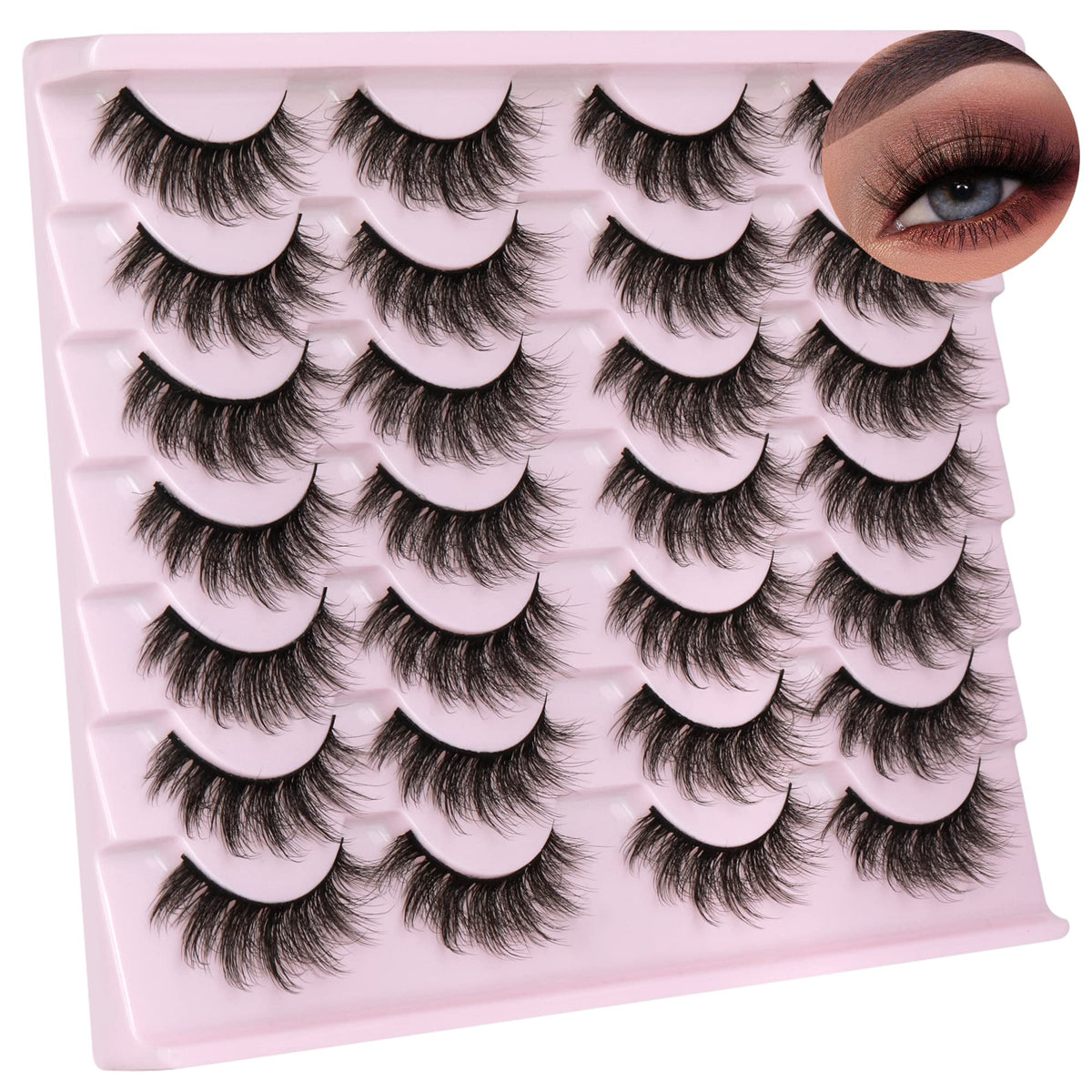 14 Pairs Wispy Mink Lashes False Eye Lashes Natural Look 5D Volume 16mm Fake Eyelashes Pack by TNFVLONEINS TNFVLONEINS