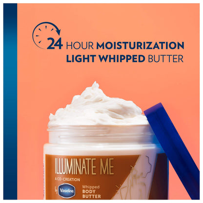 Vaseline Illuminate Me Shea Butter Whipped Body Butter for Melanin Rich Skin Provides 24 Hour Moisturization for Dry Skin 11 oz Vaseline