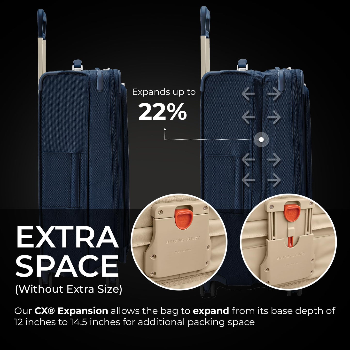 Briggs & Riley Essential 22" Carry On Expandable Spinner - Luggage for Travel, Suitcases with Wheels, Softside Rolling Bag for Men & Women, Self-Repairing Zipper - Baseline Collection, Black Gsupps Australia
