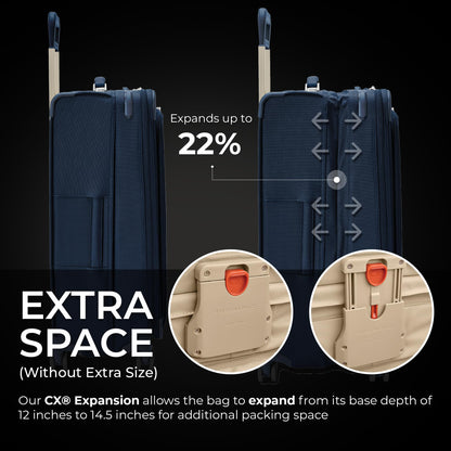 Briggs & Riley Essential 22" Carry On Expandable Spinner - Luggage for Travel, Suitcases with Wheels, Softside Rolling Bag for Men & Women, Self-Repairing Zipper - Baseline Collection, Black Gsupps Australia