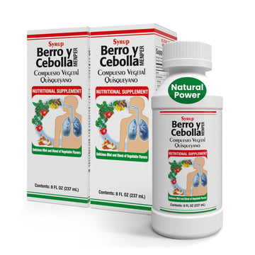 Jarabe Berro y Cebolla Immune Support Syrup with Vitamin D, Zinc & Natural Herbal Extracts – Eucalyptus, Honey, Onion, Garlic & More – Teens & Adult Wellness Formula – 8 Fl Oz Each | 2-Pack Berro y Cebolla MENPER buy australia supplements