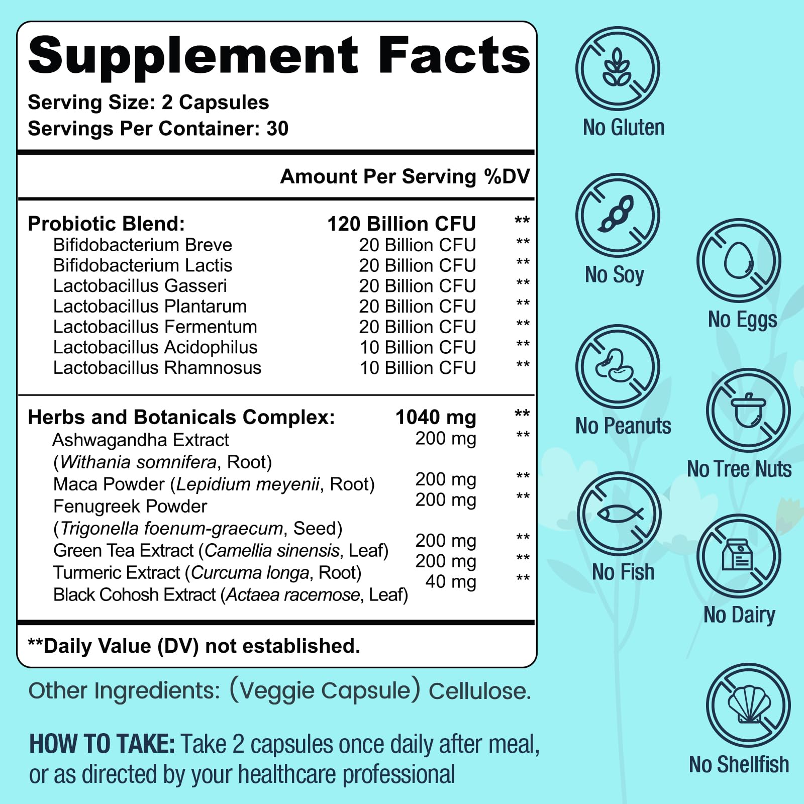 Menopause Supplements for Women, 120 Billion CFU Probiotic, 13-in-1 Herbs Probiotics Complex, for Menopause Relief, Hormone Balance, Hot Flashes, Night Sweats, Mood Swings, Gut & Immunity - 60 Capsule Dmeisy buy australia supplements