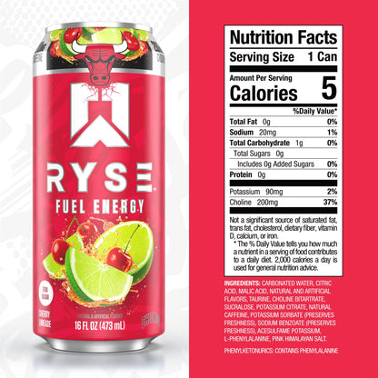 RYSE Fuel Energy Drink - Variety Pack - Sugar Free, Gluten Free & Vegan - 200mg Natural Caffeine, Taurine & Choline for Focus & Energy - No Artificial Colors - 16 fl oz Cans (12-Pack)