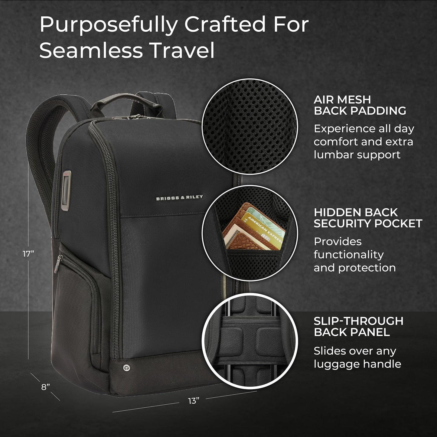 Briggs & Riley Medium Expandable Briefcase - Laptop Bag for Work & Travel, Briefs for Men & Women, Includes Shoulder Strap, Self-Repairing Zippers, Fits up to 15" Computer - HTA Collection, Black Gsupps Australia