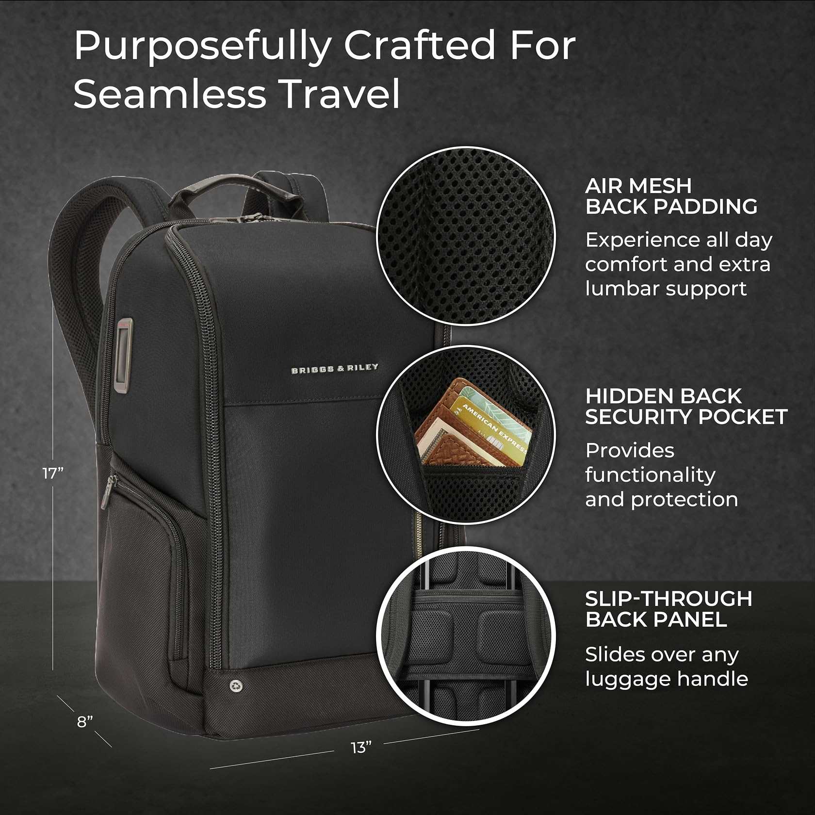 Briggs & Riley Medium Expandable Briefcase - Laptop Bag for Work & Travel, Briefs for Men & Women, Includes Shoulder Strap, Self-Repairing Zippers, Fits up to 15" Computer - HTA Collection, Black Gsupps Australia