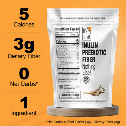 It's Just! - Inulin Prebiotic Fiber, Water Soluble, Chicory Root Powder, Promotes Gut Health, Made in USA, Product of Belgium, Vegan/Keto Friendly It's Just!
