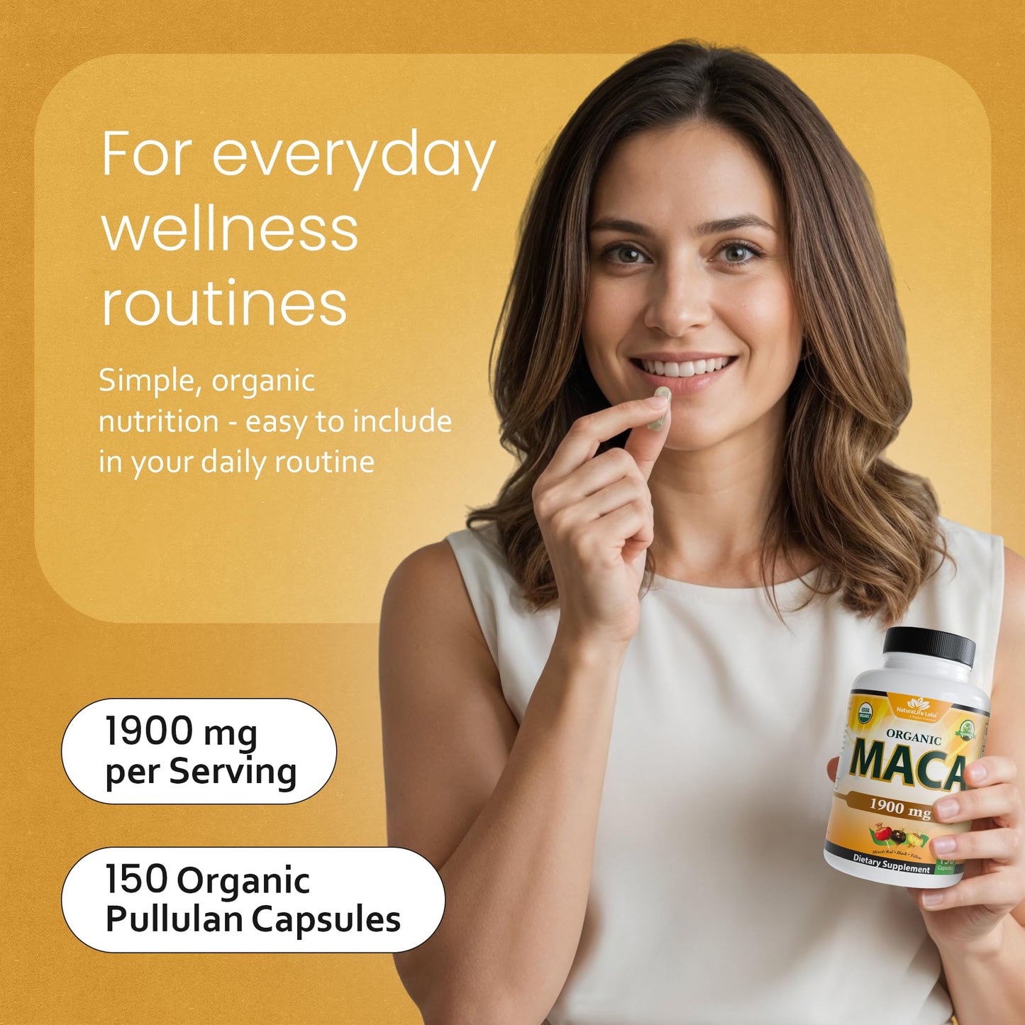 NaturaLife Labs Organic Maca Root – Black, Red & Yellow – 1900 mg per Serving – 150 Capsules – Gelatinized Peruvian Maca NaturaLife Labs