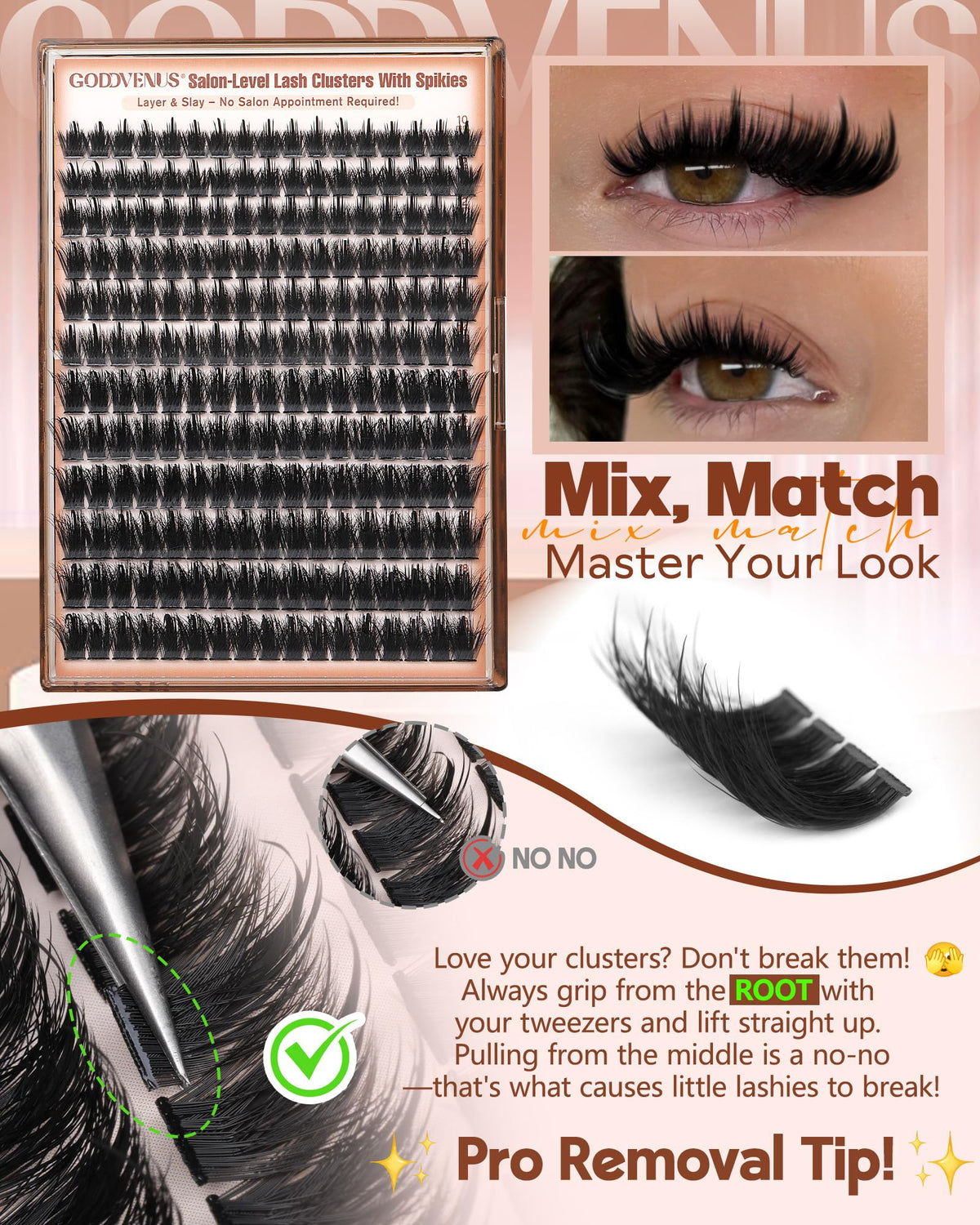 Goddvenus Manga Lash Clusters With Spikes Wispy Cluster Eyelash Extensions Fluffy Anime Eyelashes Clusters Reusable Faux Mink Fairy Individual Lash Extension (D Curve 12-18mm 204 pieces) Goddvenus
