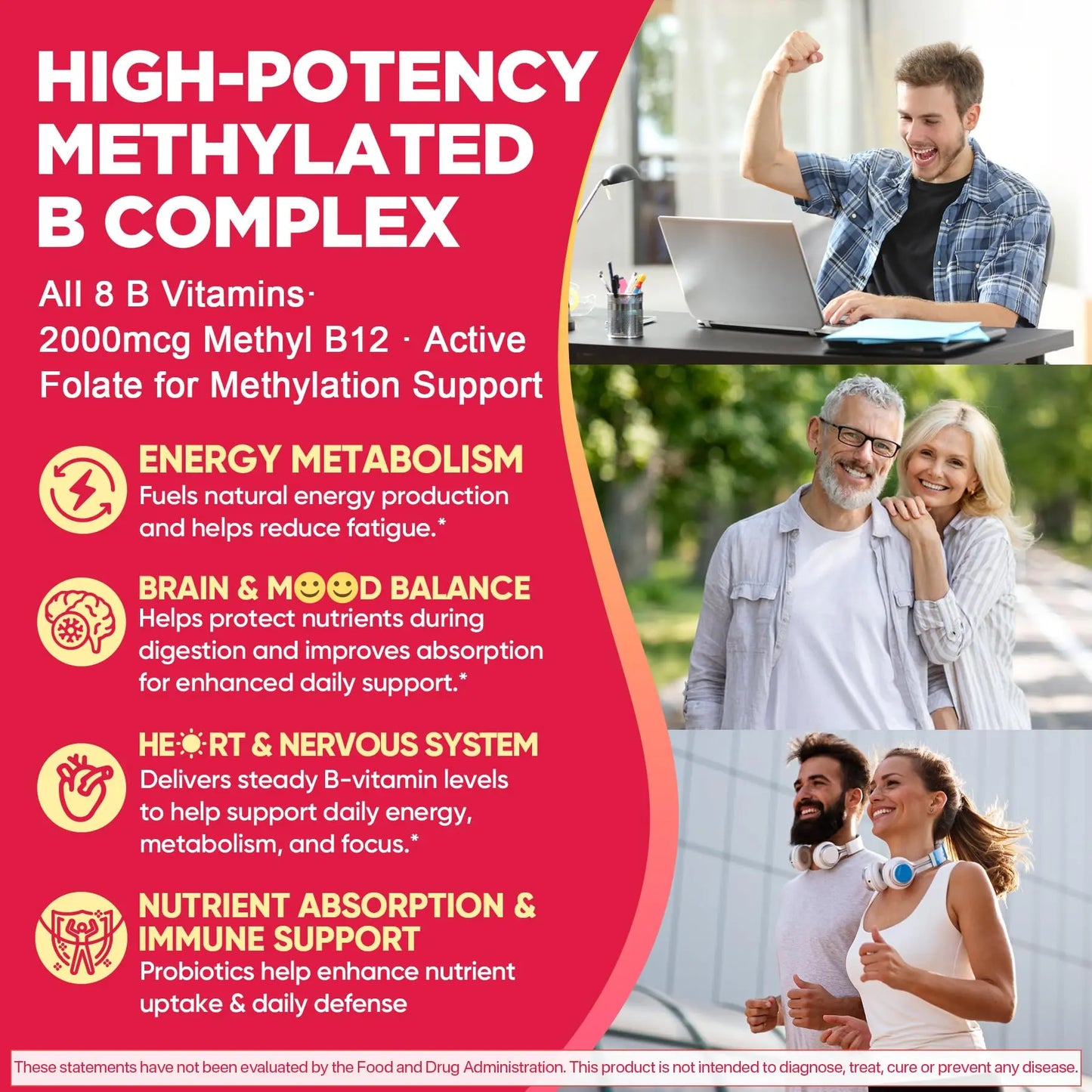 Methylated Vitamin B Complex Gummies for Women & Men, High Dose 2000 mcg Methyl B12, Liposomal Super All B Vitamins Methylfolate, B1, B2, B3, B5, B6, B7, Vitamin C, Nextdia