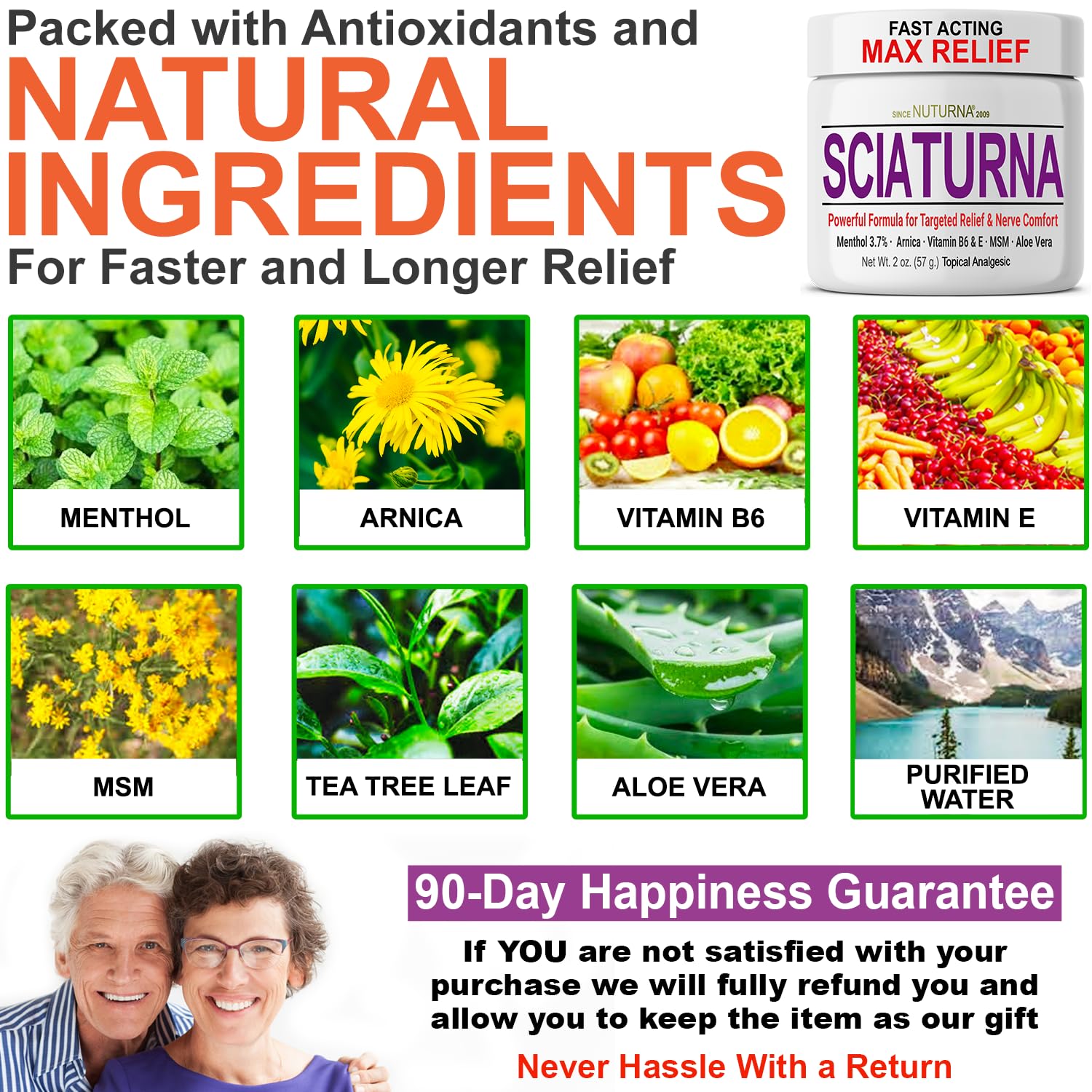 Sciatica Nerve Cream - Maximum Strength Comfort Cream for Feet, Hands, Legs, Toes, Back - Natural Ultra Strength Arnica, MSM, Menthol, Soothing Comfort, 2 Oz Nuturna buy australia supplements