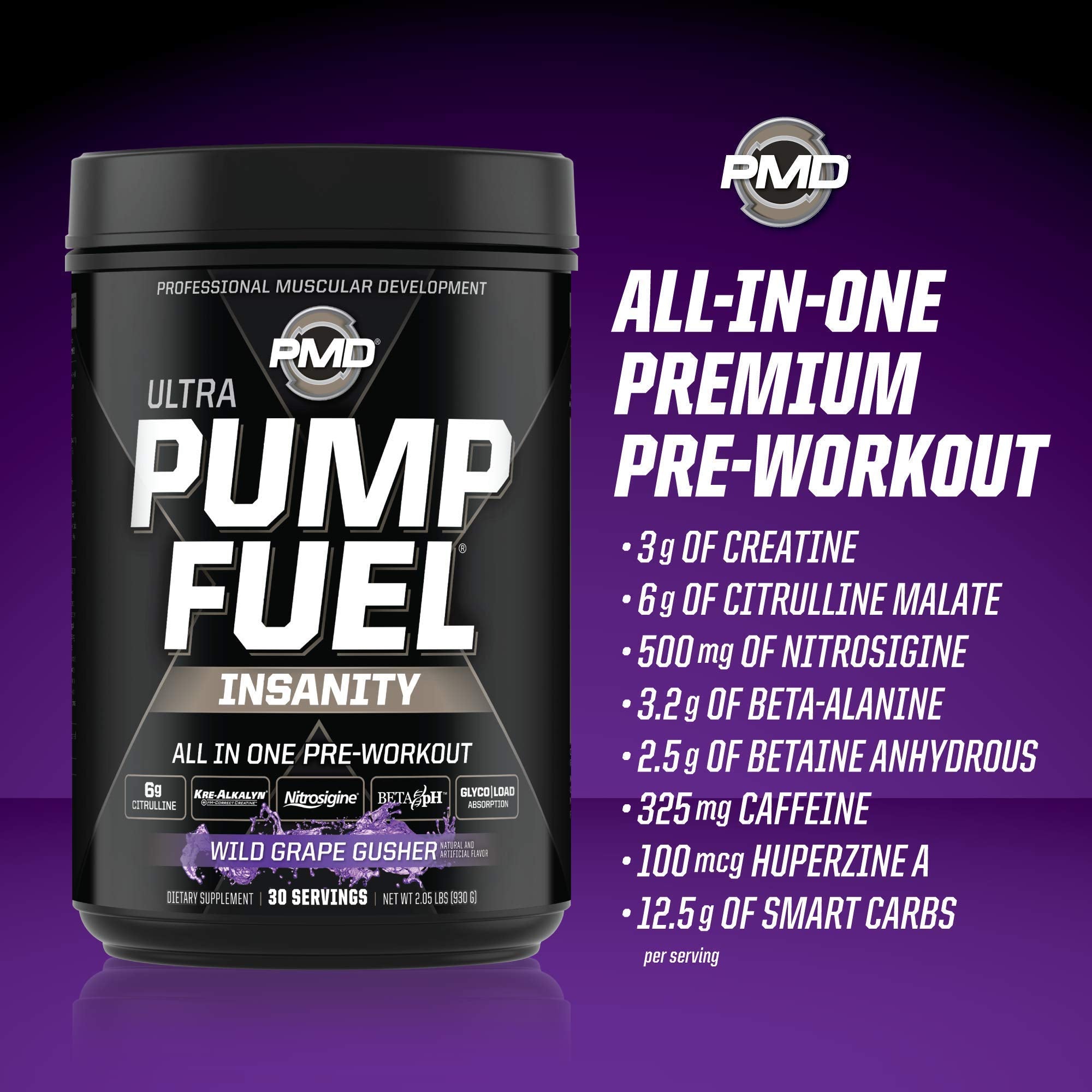 PMD Sports Ultra Pump Fuel Insanity - Pre Workout - Grape Gusher (30 Servings) PMD buy australia supplements