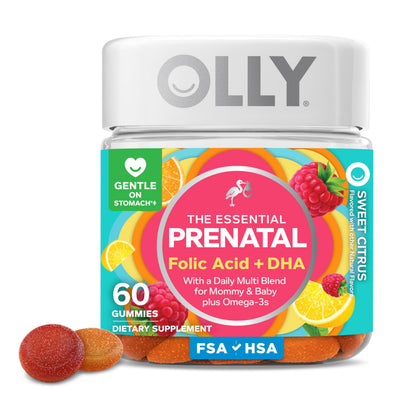 OLLY Prenatal Multivitamin Gummy, Supports Healthy Growth and Brain Development, Folic Acid, Vitamin D, Omega 3 DHA, Chewable Supplement OLLY