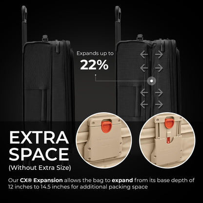 Briggs & Riley Essential 22" Carry On Expandable Spinner - Luggage for Travel, Suitcases with Wheels, Softside Rolling Bag for Men & Women, Self-Repairing Zipper - Baseline Collection, Black Gsupps Australia