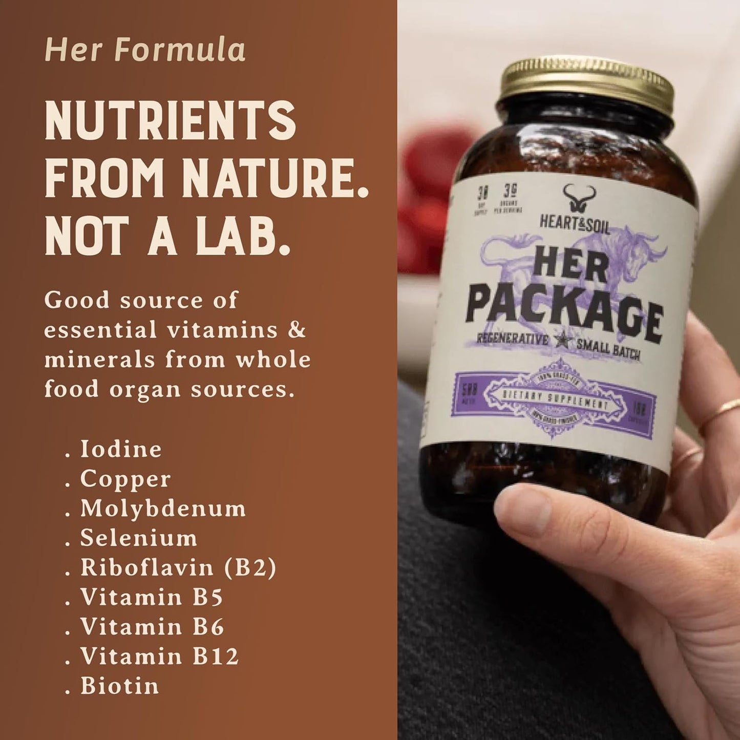 HEART & SOIL – Her Package – 100% Grass Fed & Finished Ovary, Uterus, Liver, & Kidney – Helps Maintain Hormone Balance & Reproductive Wellness - Menstrual & Menopause Support – 180 Capsules
