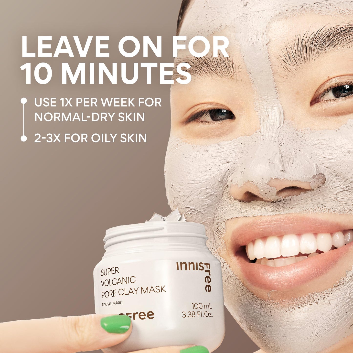 Innisfree Super Volcanic Clay Mask, Premium Korean Skincare with AHA and Natural Clusters for Deep Pore Detox, Gentle Exfoliation, Oil Control innisfree