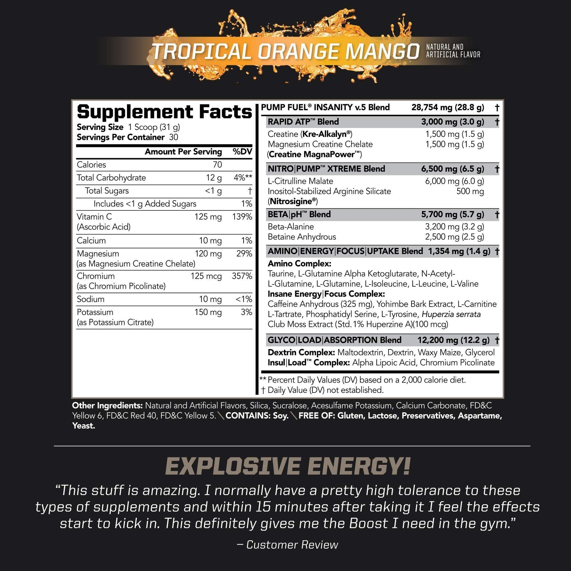 PMD Sports Ultra Pump Fuel Insanity - Pre Workout - Tropical Orange Mango (30 Servings) PMD buy australia supplements