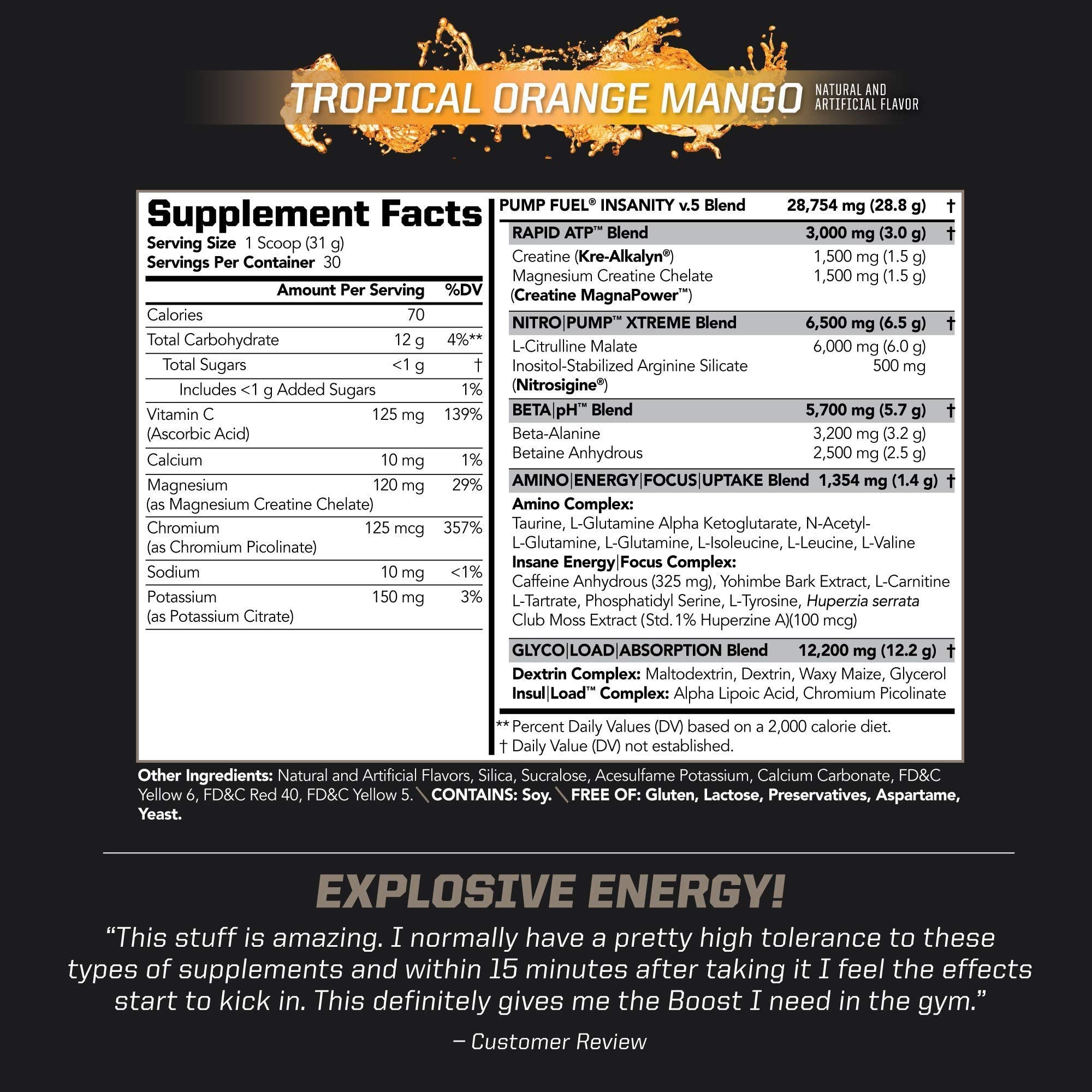 PMD Sports Ultra Pump Fuel Insanity - Pre Workout - Tropical Orange Mango (30 Servings) PMD buy australia supplements