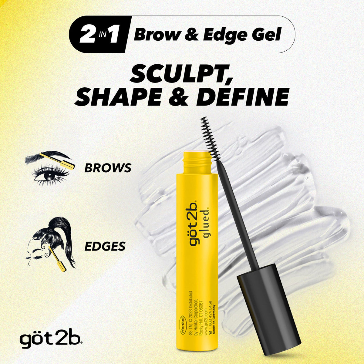 got2b Glued Brow Gel & Edge Control, Strong Hold, Clear, 0.54 Fl Oz Got2B