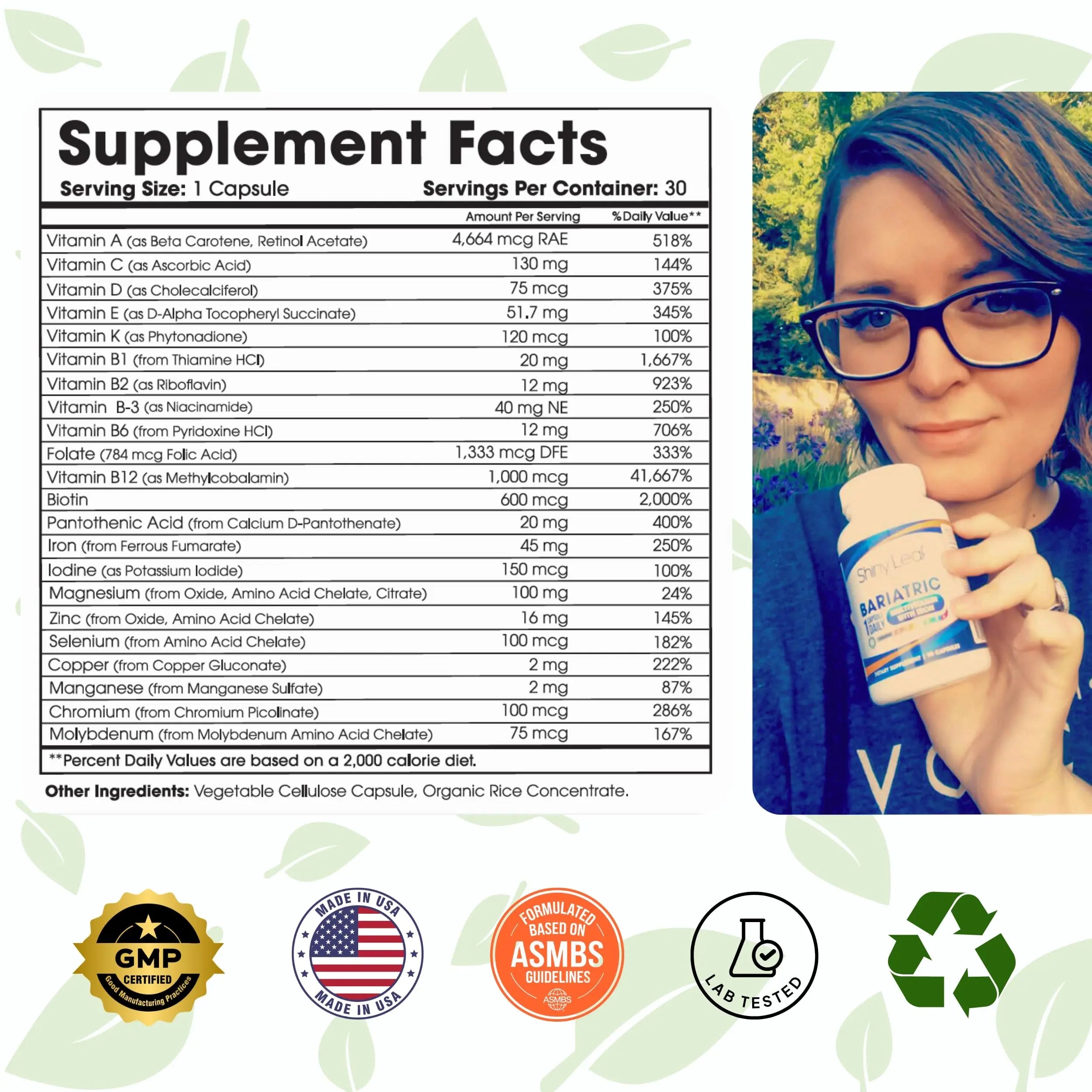 Bariatric Multivitamin with Iron One Capsule Per Day and CoQ10 100mg Supplement for Brain Health and Energy Management Shiny Leaf buy australia supplements