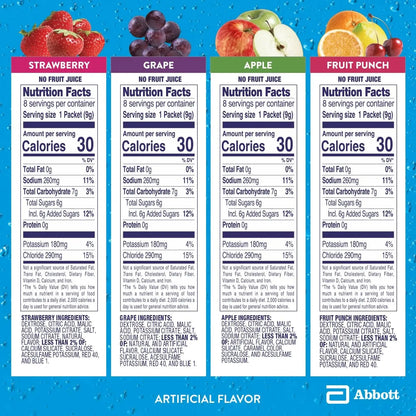 Pedialyte Electrolyte Powder, Hydration Drink for Kids & Adults, Variety Pack: Strawberry, Fruit Punch, Grape, and Apple, 24 Powder Packets Pedialyte