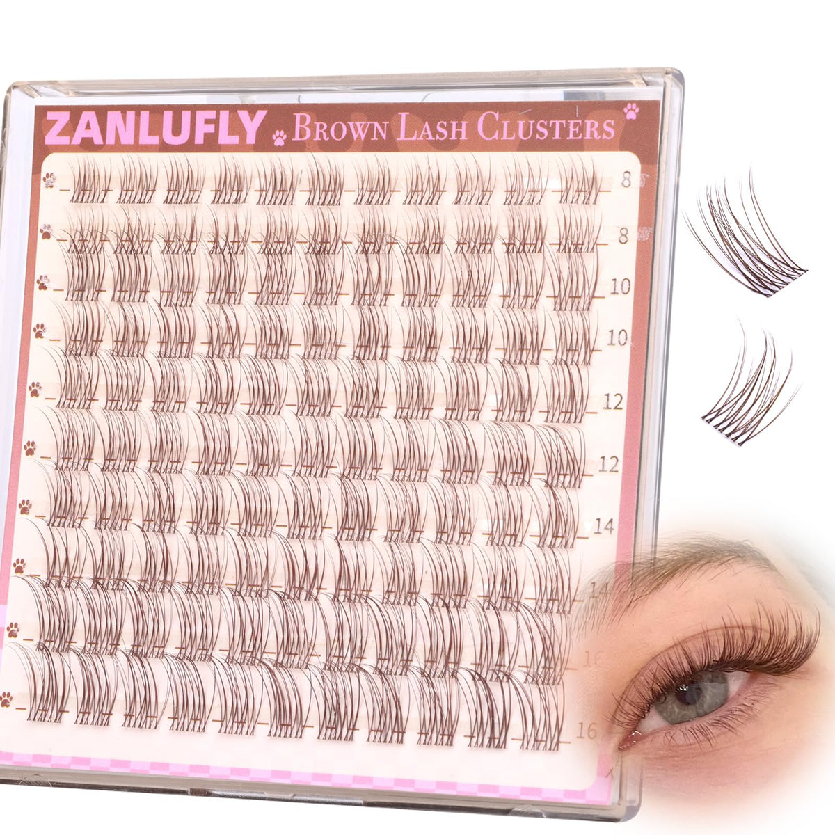Brown Lash Clusters Natural Eyelash Clusters Invisible Band Brown Lash Extension C Curly Dark Brown Wispy Lash Extension DIY Individual Eyelash Extension by zanlufly zanlufly