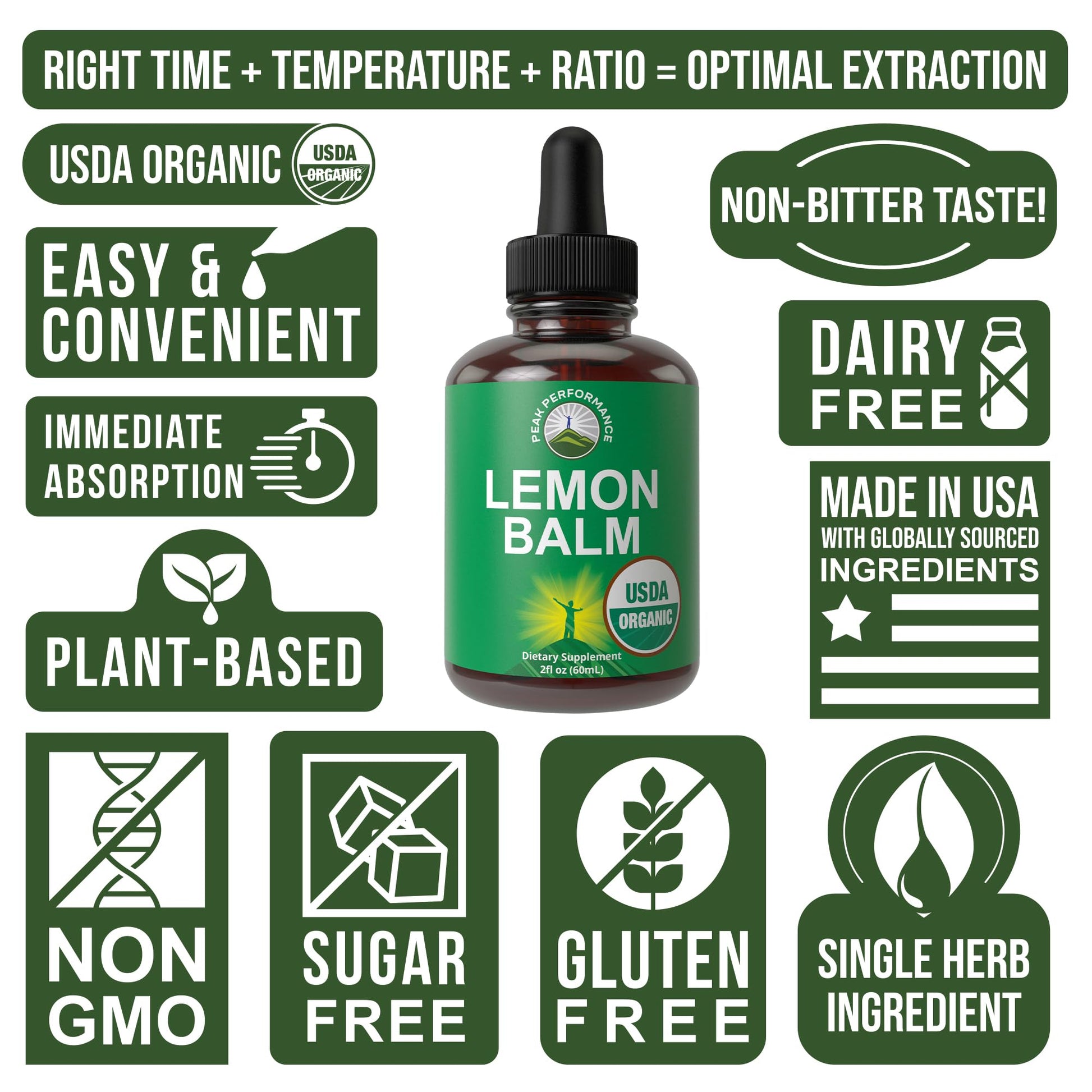 USDA Organic Lemon Balm Tincture. Liquid Organic Lemon Balm Oil Drops Supplement for Relaxation, Calm, Digestion. Vegan Leaf Extract. Zero Sugar, Gluten Free Supplements for Women and Men Peak Performance buy australia supplements