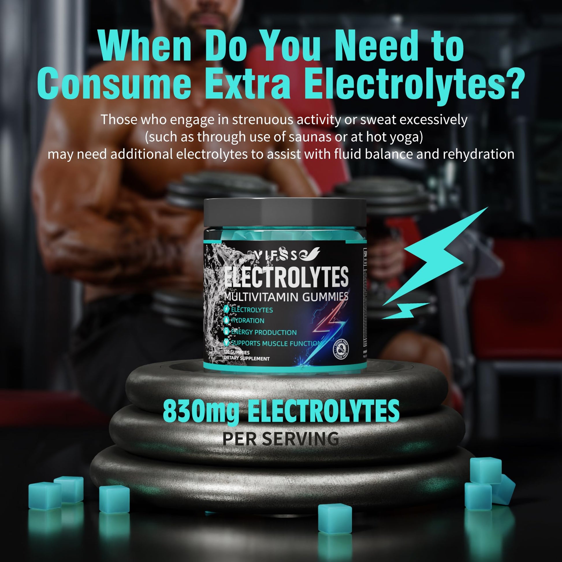 VIFSSG Electrolytes Gummies No Sugar, 120 Chewable Electrolyte Gummies with 6 Electrolytes for Runners and Endurance Sports, Refreshing Blue Raspberry, Hydration Electrolyte Chews, 1 Pack VIFSSG buy australia supplements