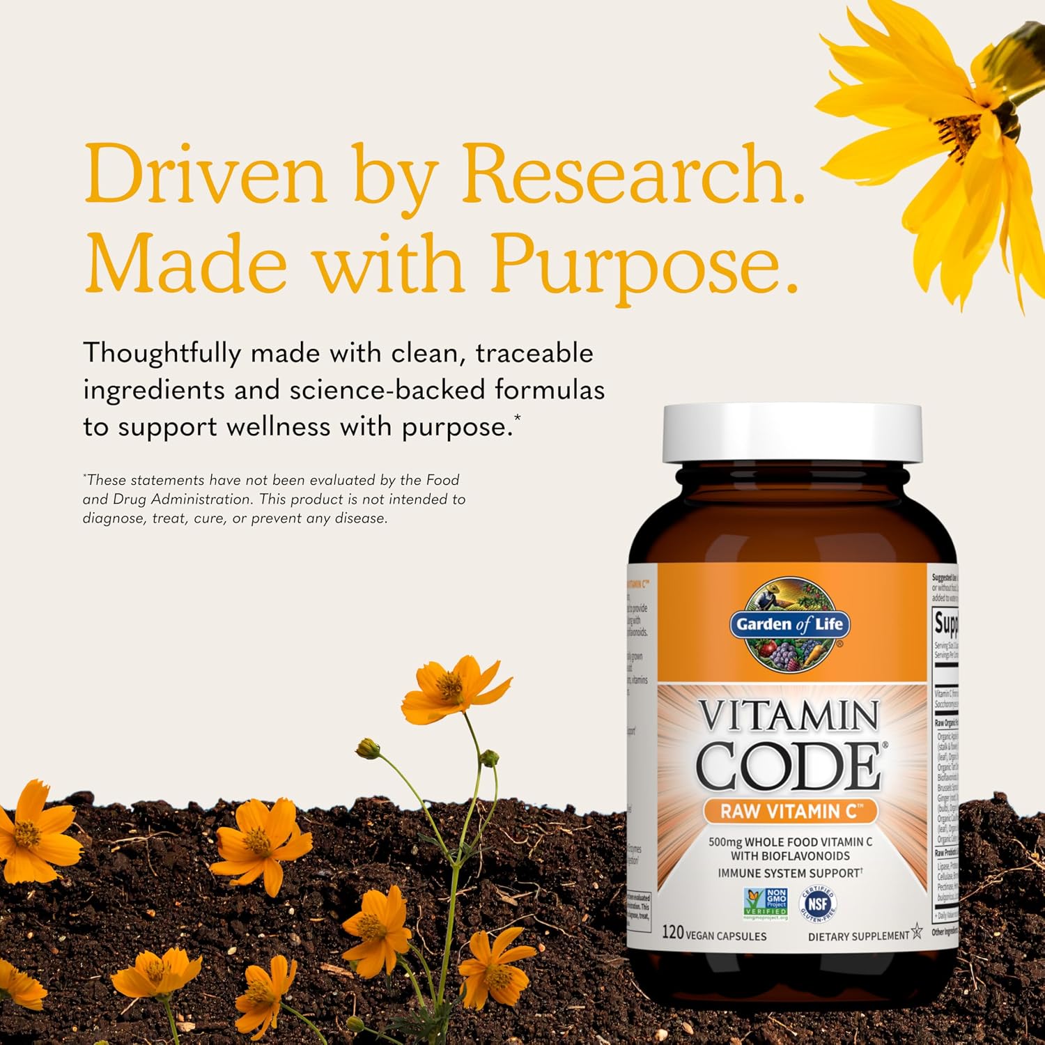 Garden of Life Vitamin Code Raw Vitamin C - 120 Capsules, 500mg Whole Food Vitamin C Capsules + Fruit & Veggie Blend & Probiotics, Supplements for Adults, Vegan, Gluten Free Gsupps Australia
