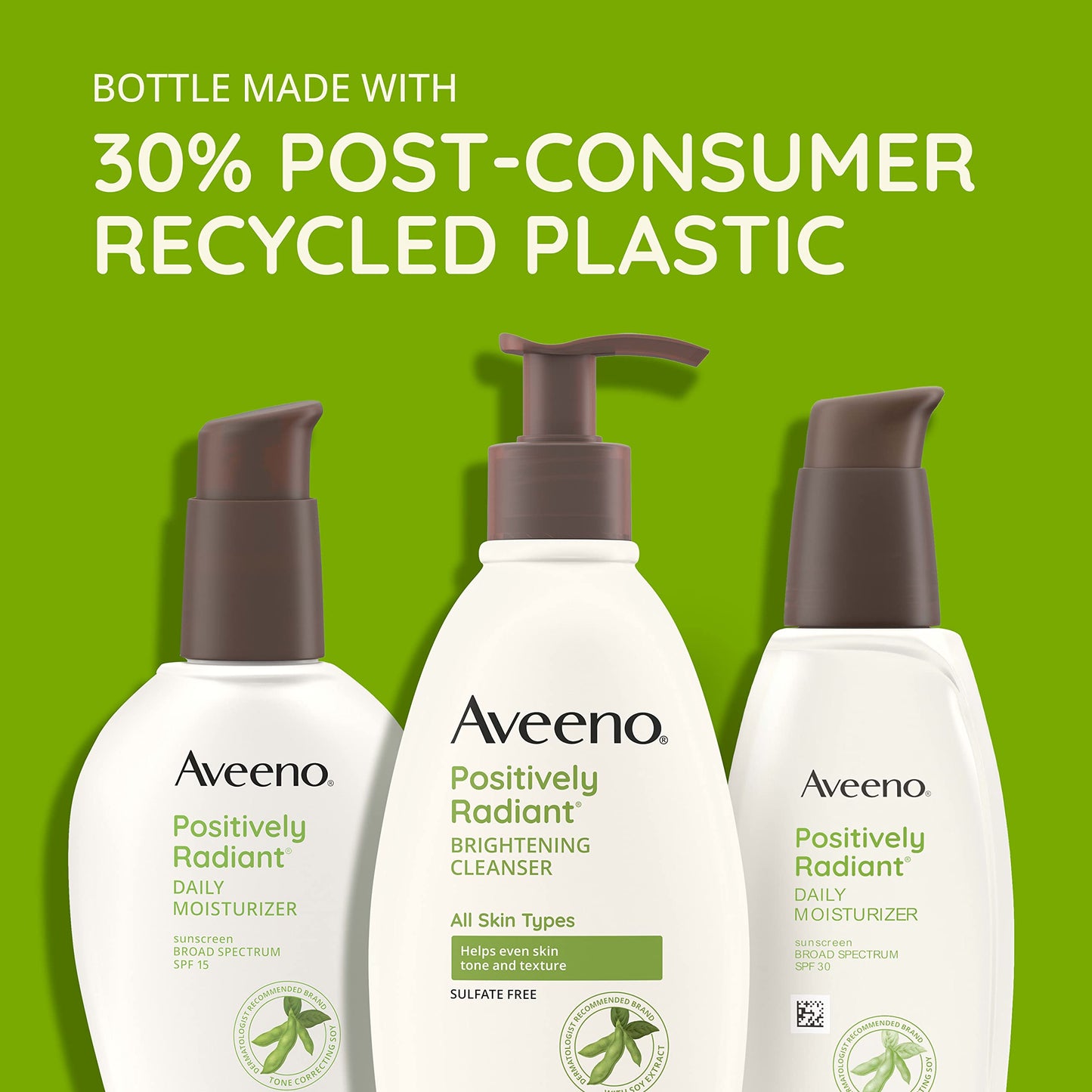 Aveeno Positively Radiant Daily Face Moisturizer with SPF 15 Sunscreen, Hydrating Facial Moisturizer with Soy Extract to Improve Skin Aveeno