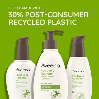 Aveeno Positively Radiant Daily Face Moisturizer with SPF 15 Sunscreen, Hydrating Facial Moisturizer with Soy Extract to Improve Skin Aveeno