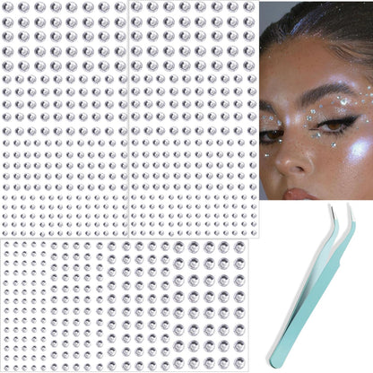 NOOEPC 660Pcs Face Gems Hair Gems, Self-Adhesive Face Jewels Eye Jewels Rhinestones 3/4/5/6 mm DIY Face Gems Stick on, Hair Body Rhinestones Gems Rave Accessories for Face Eyes Makeup Body, Crafts nooepc