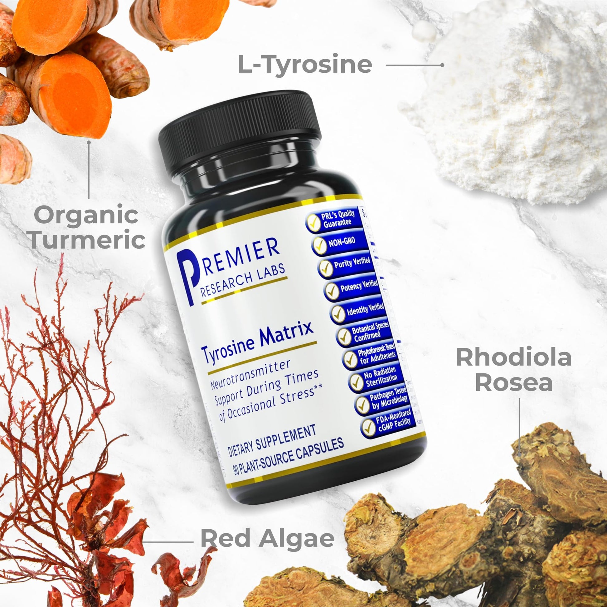 Premier Research Labs Tyrosine Matrix - L Tyrosine Supplement, L-tyrosine 944mg Capsules for Adults, Amino Acid Pills with Red Algae & Rhodiola Rosea - 90 Vegetarian Capsules Premier Research Labs buy australia supplements