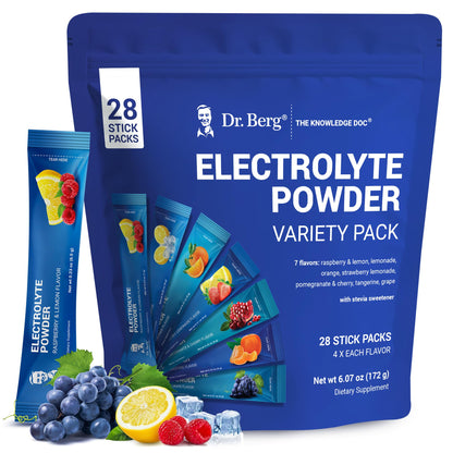 Dr. Berg Sugar Free Electrolyte Powder Packets (Variety Pack) - Daily Electrolyte Drink Mix - 28 Total Hydration Pouches Sugar Free Dr. Berg Nutritionals
