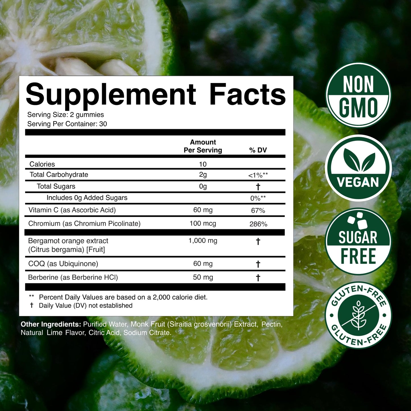 Citrus Bergamot 1000MG Gummies for Women and Men, Citrus Bergamot Extract with Berberine, CoQ10, Chromium & Vitamin C, Metabolic & Antioxidant Support, Secret Element