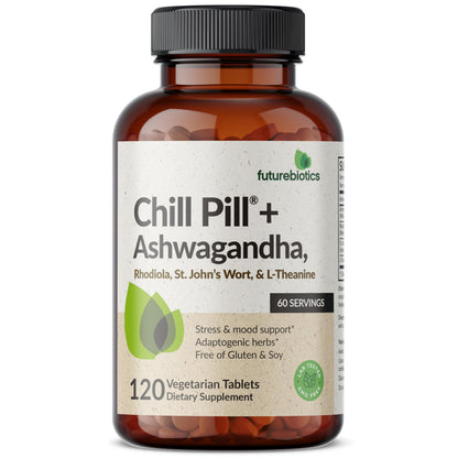 Futurebiotics Chill Pill + Ashwagandha, Rhodiola, St. John’s Wort, & L-Theanine - Non-GMO, 120 Vegetarian Tablets Futurebiotics
