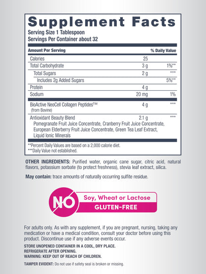 NeoCell Advanced Liquid Collagen | 4000 mg | Pomegranate and Fruit Juice Concentrates | for Women and Men | 16 fl oz NeoCell Advanced
