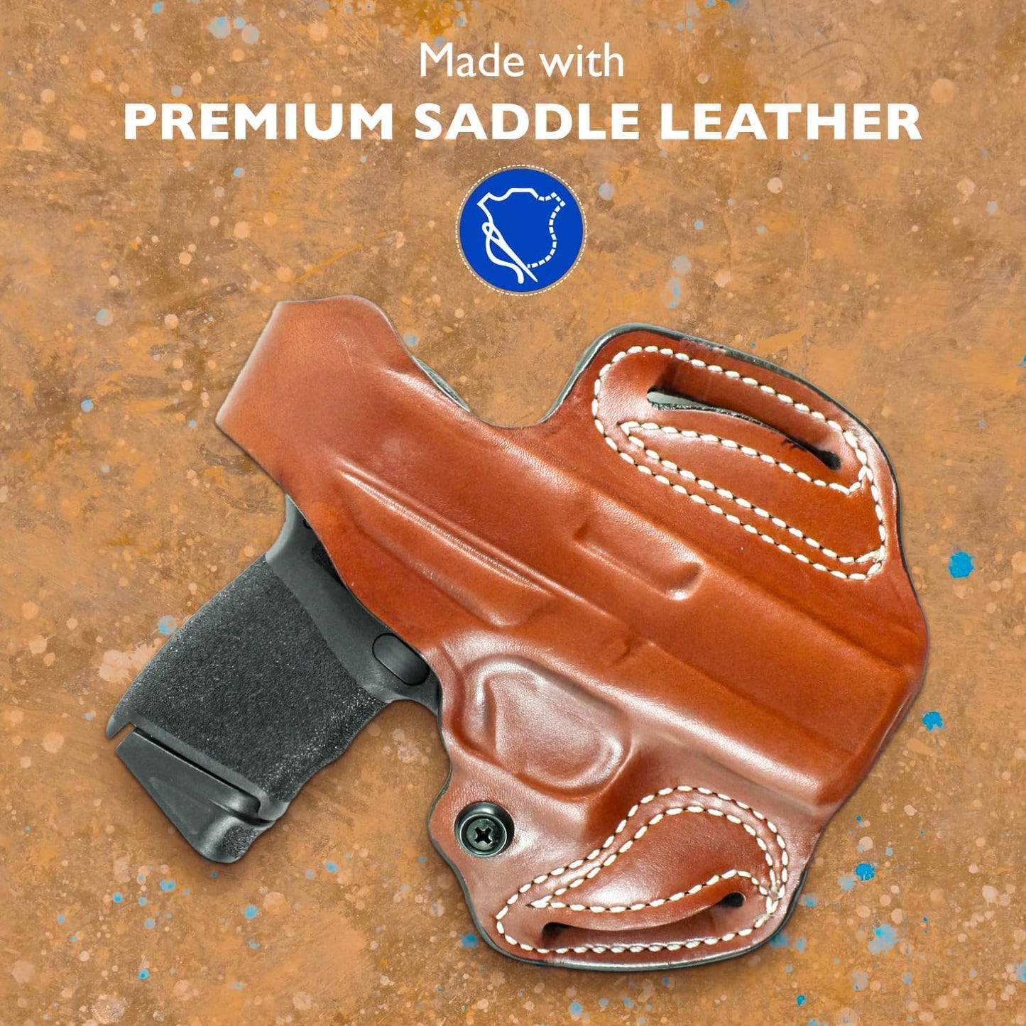 DeSantis Thumb Break Mini Slide Holster, Outside the Waistband Gun Holster, Fits Glock 43, Glock 43X, and Glock 48, Adjustable Tension Device, Right-Hand Draw, Tan Gsupps Australia