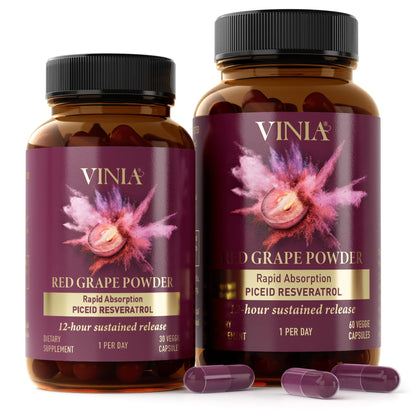 VINIA Piceid Resveratrol Supplement Capsules. Increases Blood Flow and Nitric Oxide. Blood Pressure and Heart Health Support VINIA