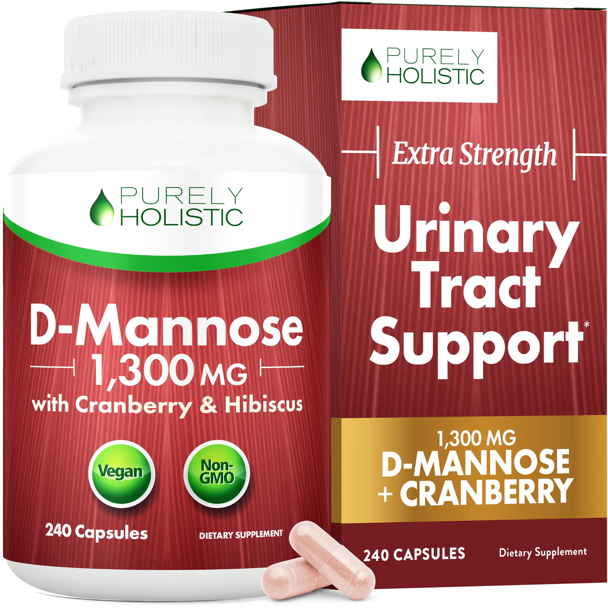 D Mannose with Cranberry | Drug-Free Urinary Tract Health Support | Evidence-Based DMannose 1300mg for Urinary & Bladder Health for Women | D Mannose Supplements for Women & Men | Non-GMO | 240 Ct Purely Holistic buy australia supplements