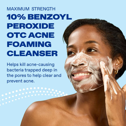 Differin Acne Foaming Face Wash, Max Strength, 10% Benzoyl Peroxide, 5oz Differin