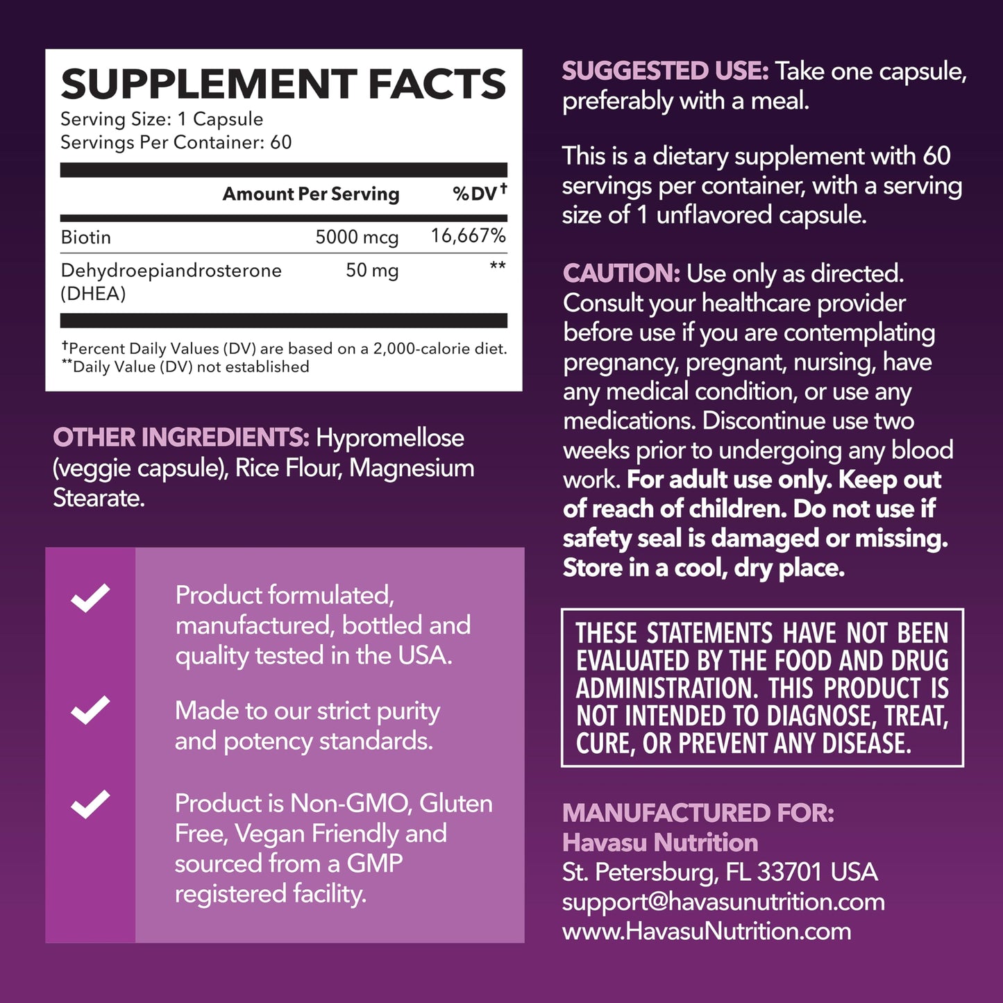 DHEA 50mg Per Serving, Vegan, Non-GMO Hormone Balance Supplement, 60ct | DHEA Supplement for Men and Women, Supports Energy, Healthy Aging, Hormone Balance, Mood and Vitality, 2-Month Supply Gsupps Australia