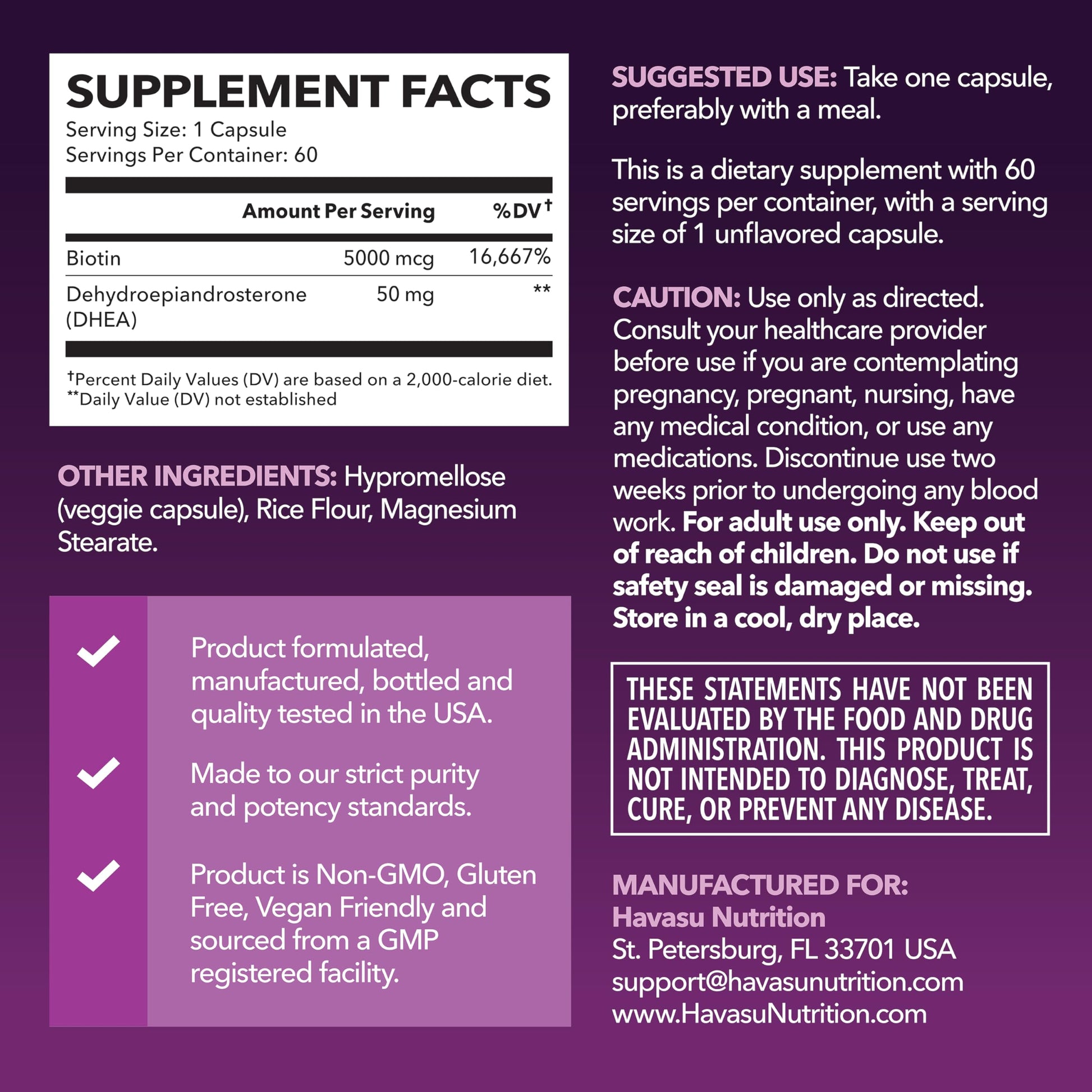 DHEA 50mg Per Serving, Vegan, Non-GMO Hormone Balance Supplement, 60ct | DHEA Supplement for Men and Women, Supports Energy, Healthy Aging, Hormone Balance, Mood and Vitality, 2-Month Supply Gsupps Australia