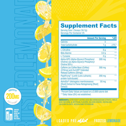 Ryse Loaded Pre Max Pre Workout Powder - Orange Cream - 300mg Dual-Phase Caffeine for Sustained Energy for Men & Women - L-Citrulline, PeptiPump & Alpha-GPC for Power, Pumps & Focus - 25 Servings