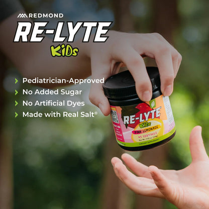 REDMOND Re-Lyte Kids Hydration Electrolyte Mix Powder, Pink Lemonade 7.62 oz REDMOND