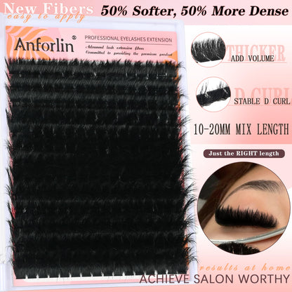 Lash Clusters 10-20mm Thick 200D Cluster Eyelash Extensions 224 Pcs D Curly Volume Eyelash Clusters 3D Mega Long Lash Clusters False Eyelashes DIY at Home, by Anforlin Anforlin