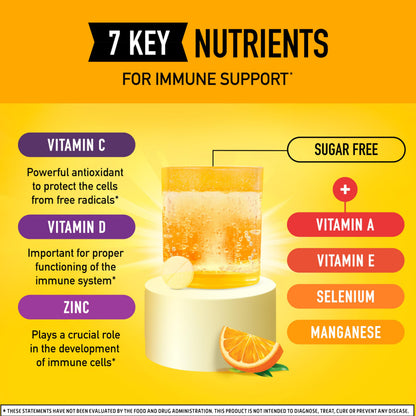 Airborne 1000mg Vitamin C with Vitamin D & Zinc, Sugar Free Multivitamin Immune Support Supplement, Antioxidants Vitamins A C & Vitamin E Airborne