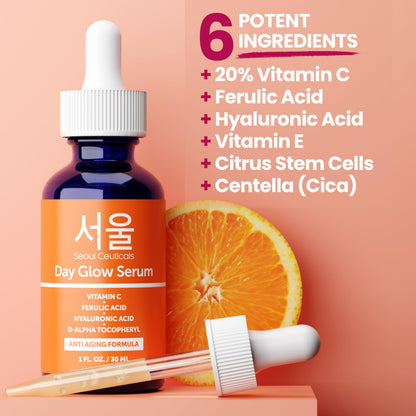 SeoulCeuticals Korean Skin Care 20% Vitamin C Hyaluronic Acid Serum + CE Ferulic Acid SeoulCeuticals
