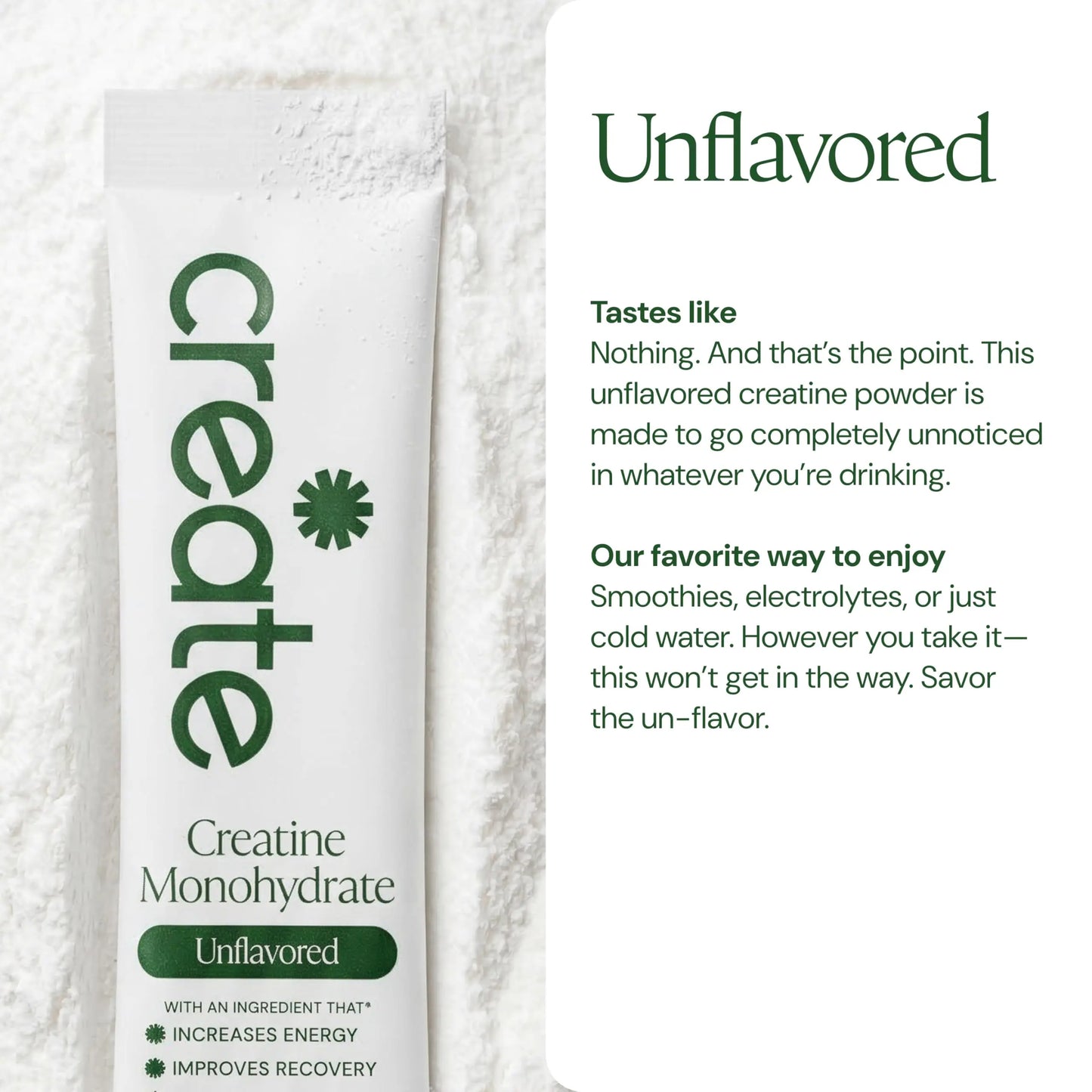 Create Creatine Monohydrate Powder - Creatine Travel Packets, Made with Creapure, 3rd Party Tested & NSF Certified for Sport, 30 Stick Packs, Unflavored Create